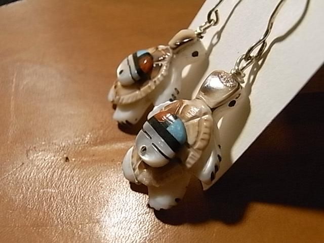 ズニ族インレイジュエリー＜Turtle/タートル・亀・カメ&サンフェイス＞フェティッシュ・ピアス　※イヤリングやペンダントにも・・・23J91 -  Little Cloud - リトルクラウド 渋谷区恵比寿・代官山のインディアンジュエリー専門店