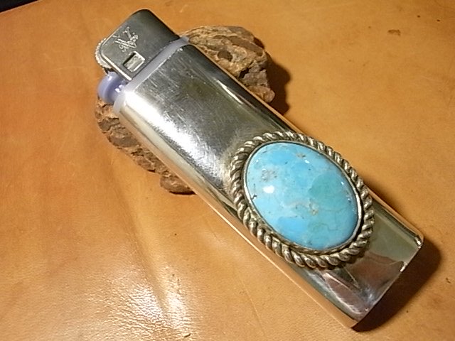 ナバホ族＜KingmanTurquoise/キングマンターコイズ＞SILVER製ライター
