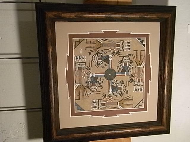 ネイティブアメリカン ナバホ族 木製フレーム 文化的装飾品 砂絵