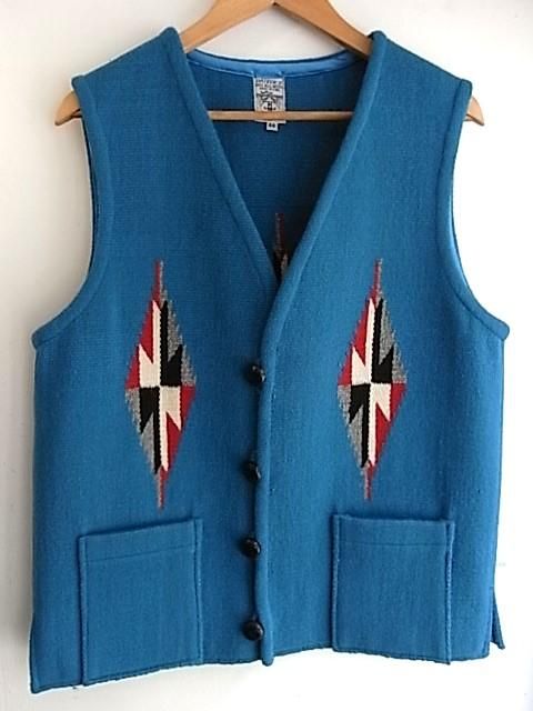 希少　90s OLD オルテガ チマヨベスト スクエア ブルー 希少 90s OLD オルテガ チマヨベスト スクエア ブルー 希少 90s OLD