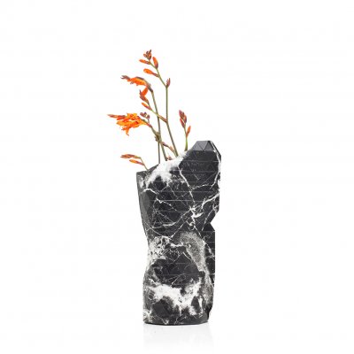 Paper Vase Cover Small Black Marble