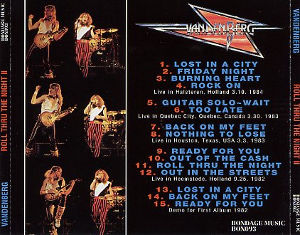 VANDENBERG - ROLL THRU THE NIGHT II (1CD) - Hard Rock/Heavy Metal