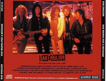 BAD ENGLISH / YOU WANNA PUT A MESSAGE (1CD) - Hard Rock/Heavy 