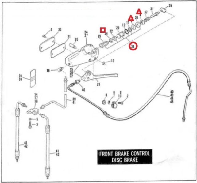 フロントブレーキ マスターシリンダー リビルドキット ショベルBT アイアンスポーツ - KMFモーターサイクルズ