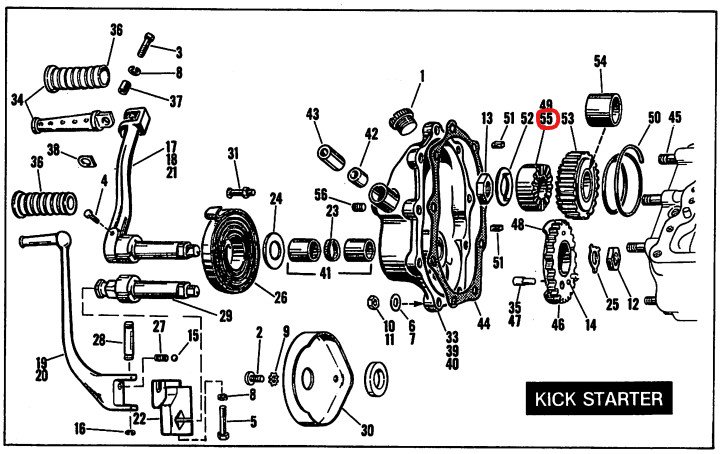 4速ミッション キックスタータークラッチギア ビッグツイン 1936-1984 - KMFモーターサイクルズ