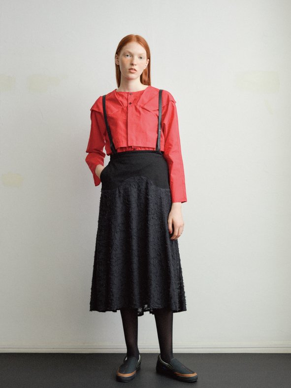 cut Jacquard skirt with suspender| NAVY.WO ネイビーウォ公式