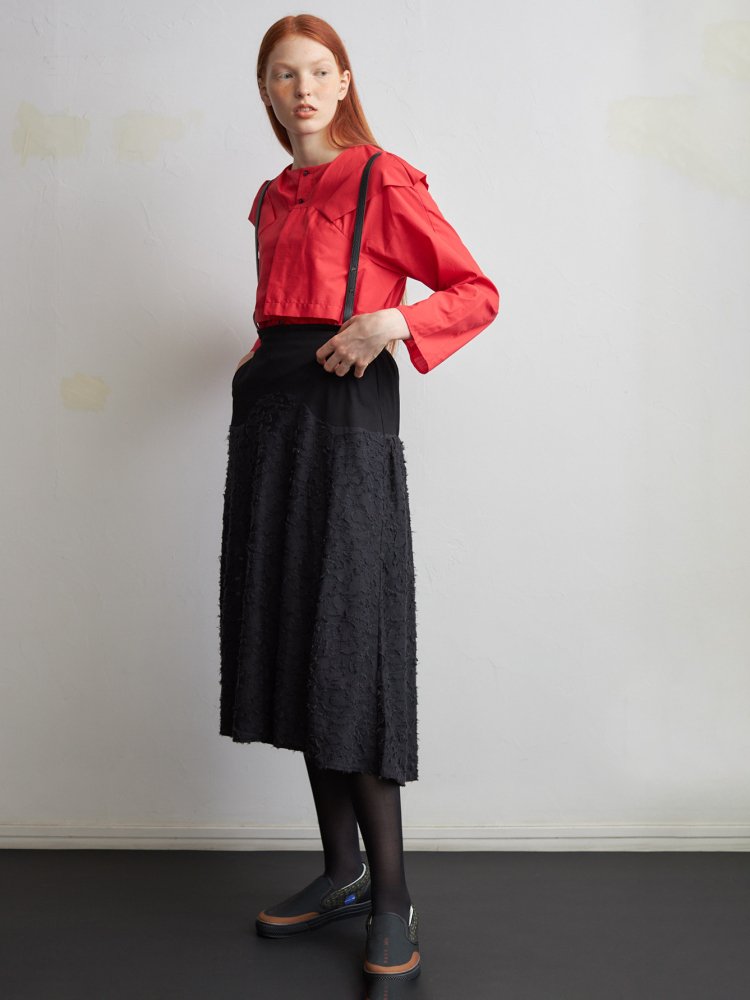 cut Jacquard skirt with suspender| NAVY.WO ネイビーウォ公式