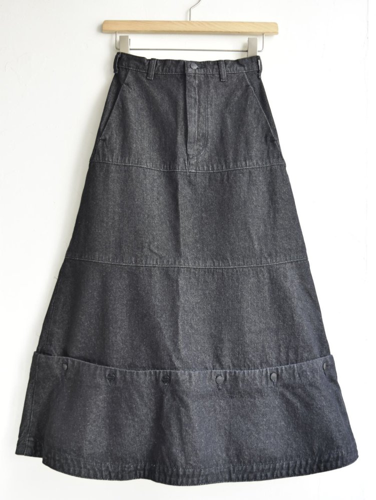 NAVY.WO スカート ﾌﾞﾗｯｸ DENIM tiered 2way skirt -changed middle 