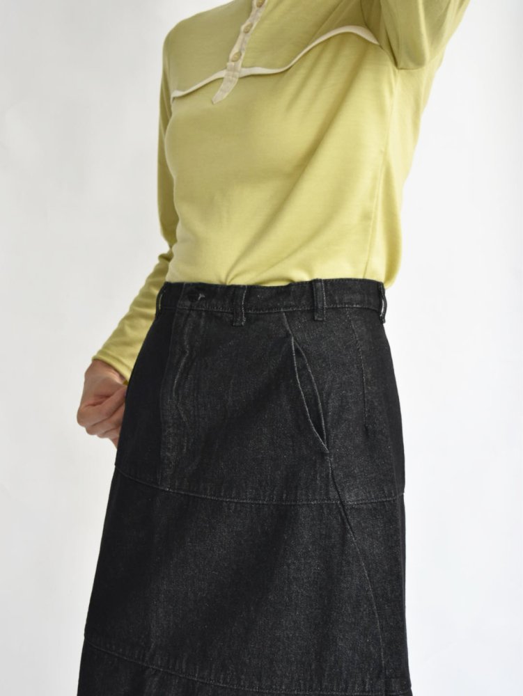 NAVY.WO スカート ﾌﾞﾗｯｸ DENIM tiered 2way skirt -changed middle