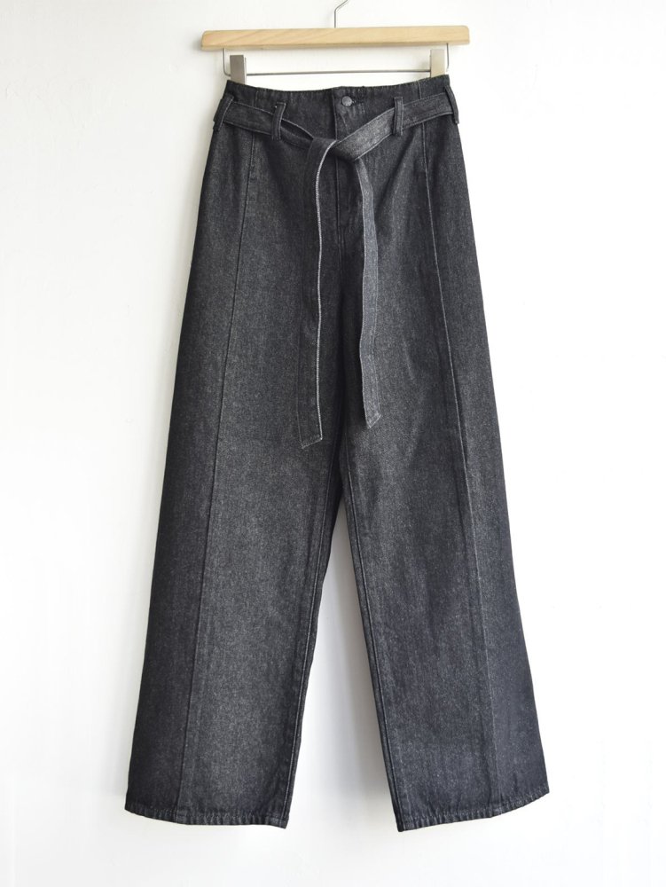 NAVY.WO パンツ ﾌﾞﾗｯｸ DENIM pants with ribbon - NAVY.WO（ネイビー