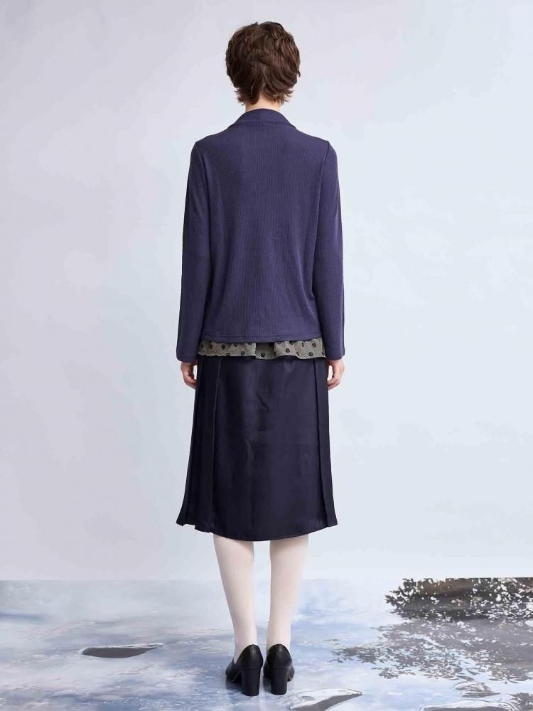 Shimmer Pleats & Dot Lace Skirt Set NAVY.WO ネイビーウォ公式