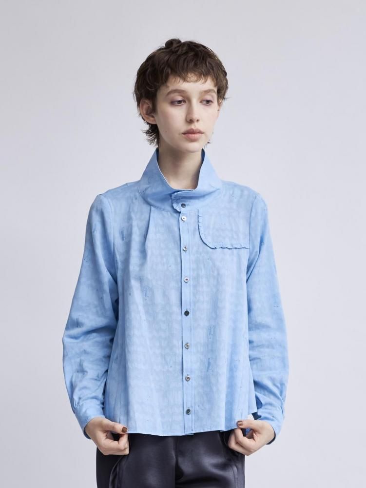 Dancing Girl Jacquard Frill Blouse | NAVY.WO ネイビーウォ