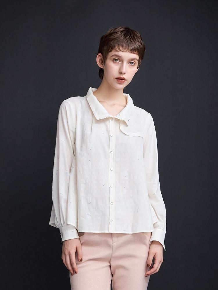 Dancing Girl Jacquard Frill Blouse | NAVY.WO ネイビーウォ公式