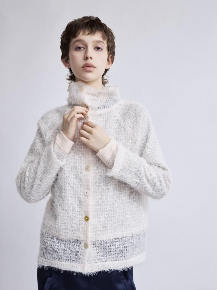 feather tulle knit T-shirt ホワイト SENEE feather tulle knit T-shirt（フェザーチュールニットTシャツ