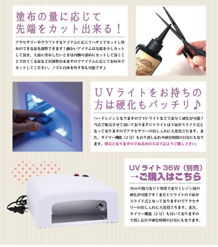レジン液☆UVクラフトレジン液 75g（5本）【ハードタイプ UV/LED