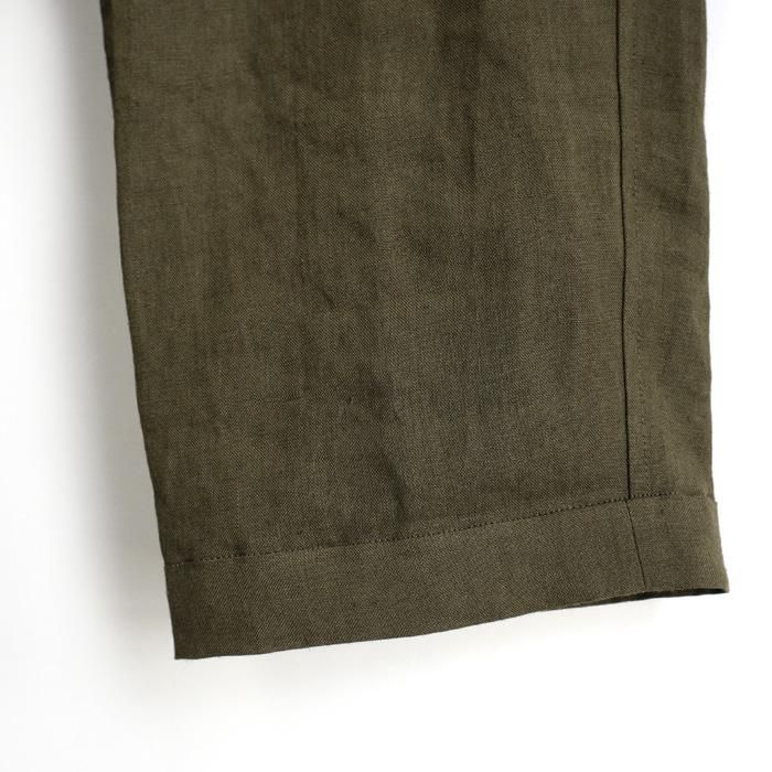 comm. arch.（コム・アーチ）リネン イージートラウザーズ（カーキ/Dk