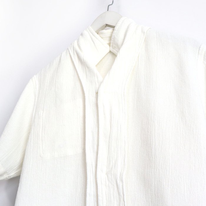  LOLO（ロロ）綿麻パナマ 半袖開襟シャツ（ホワイト）