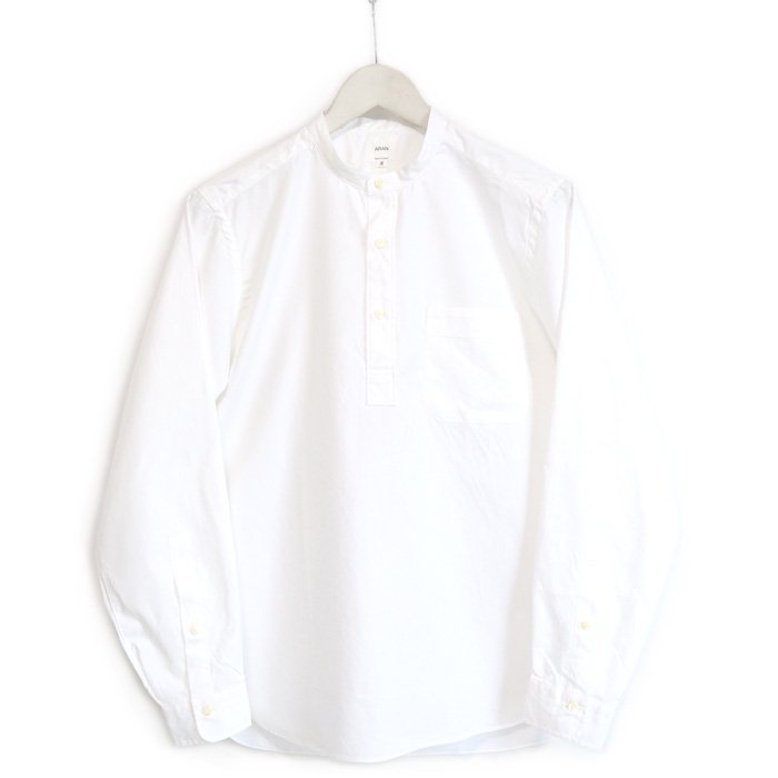 ARAN（アラン）“POBC” プルオーバーバンドカラーシャツ（ホワイト） 詳細画像