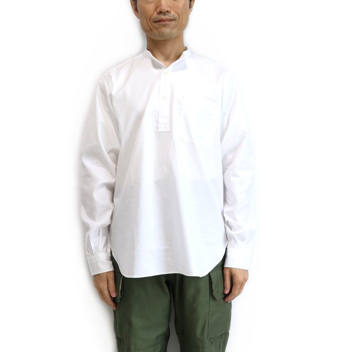 ARAN（アラン）“POBC” プルオーバーバンドカラーシャツ（ホワイト） 詳細画像1