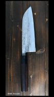 藤原 照康 Teruyasu Fujiwara 三徳包丁（165mm）梨地仕上げ　紫檀柄 最高級火造打刃物　総手造