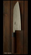 藤原 照康 Teruyasu Fujiwara 三徳包丁（180mm）梨地仕上げ　紫檀柄 最高級火造打刃物　総手造