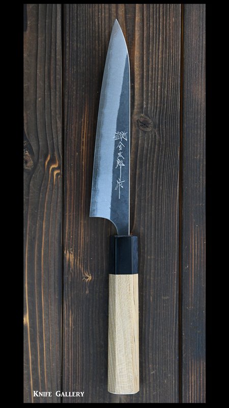 越前金太郎 ペティナイフ（150mm） 青紙スーパー鋼 ステンクラッド 黒