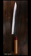 昌景 Masakage 筋引包丁 (270mm) 白紙鋼 ステンクラッド 黒打 槌目 アメリカンチェリー丸柄