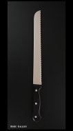 ウェーブナイフ(パン切り包丁) 250mm AUS8鋼　黒合板洋柄　