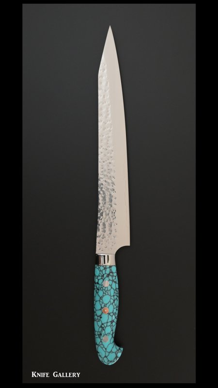 黒﨑 優 Yu Kurosaki 閃光 筋引包丁(270mm) SG2鋼 人工ターコイズ柄