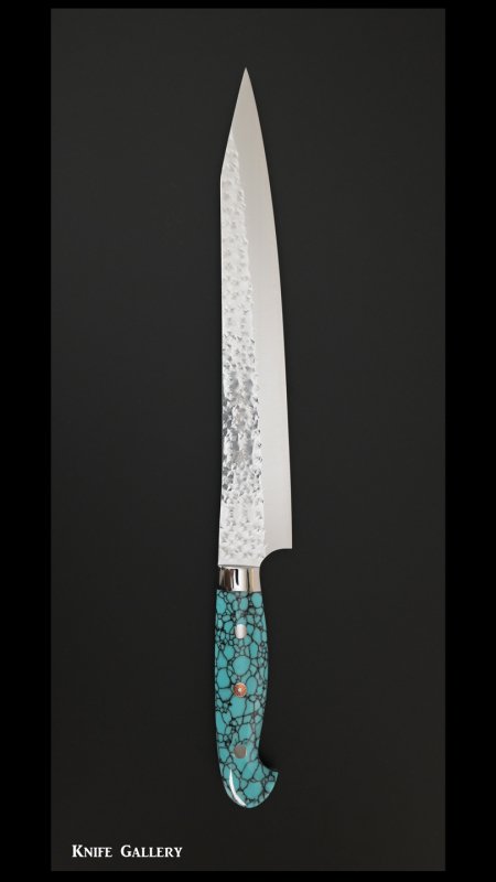 黒﨑 優 Yu Kurosaki 閃光 筋引包丁(240mm) SG2鋼 人工ターコイズ柄