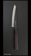 安立 Anryu ペティナイフ120mm 青紙スーパー鋼 黒打 槌目 紫檀八角柄