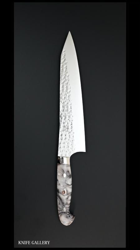 黒崎 優 閃光 鋭　ハイス　SG2 鎚目 牛刀　包丁 180mm 黒アクリル柄 黒崎 優 閃光 鋭 ハイス SG2 鎚目 牛刀 包丁 180mm 黒アクリル柄 越前 黒崎