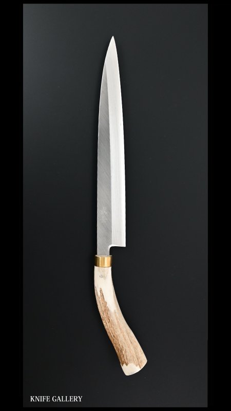 佐治武士 Takeshi Saji 柳刃包丁 八寸(240ｍｍ） 銀三鋼 鹿角柄 ※特価品※ - 伝統の打刃物をお届けする「ナイフ・ギャラリー」