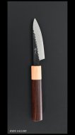 恒久 Tsunehisa ペティナイフ80mm 青紙スーパー ステンクラッド 黒打 槌目 紫檀丸柄