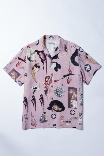 WACKO MARIA (ワコマリア)天国東京お化け図 S/S HAWAIIAN SHIRT (ハワイアン半袖シャツ) L-PINK