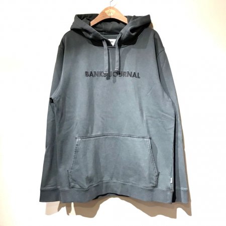 BANKS (バンクス)LABEL PULLOVER(ロゴプルオーバーパーカー) BLACK