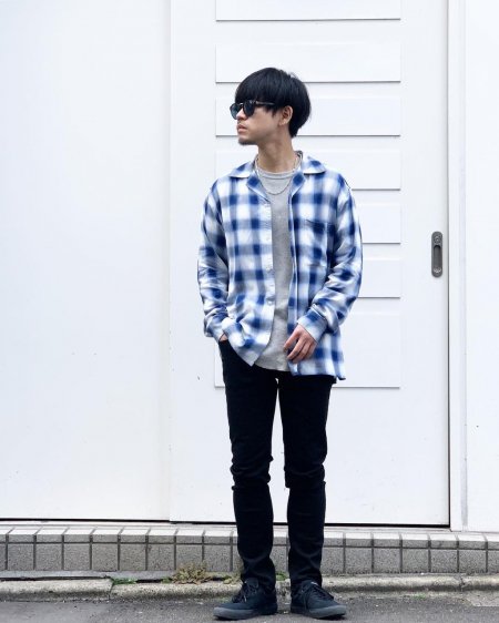 CALEE】キャリー 和柄 L/S オープンカラーシャツ レーヨン混 ルード