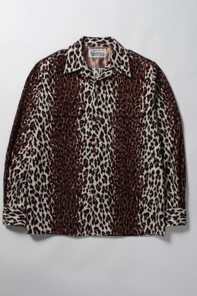 WACKO MARIA (ワコマリア) LEOPARD CORDUROY OPEN COLLAR SHIRT (レオパードコーデュロイ開襟シャツ)  OFFWHITE