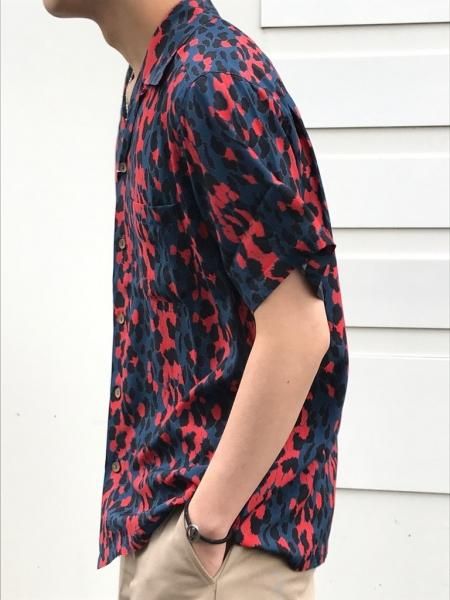 WACKO MARIA (ワコマリア) LEOPARD HAWAIIAN SHIRT (レオパードアロハシャツ) BLUE-RED