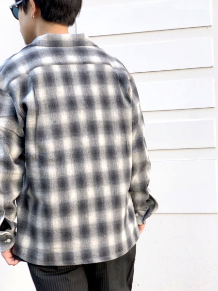 COOTIE (クーティー) Ombre Check Open-Neck L/S Shirt (オンブレイ