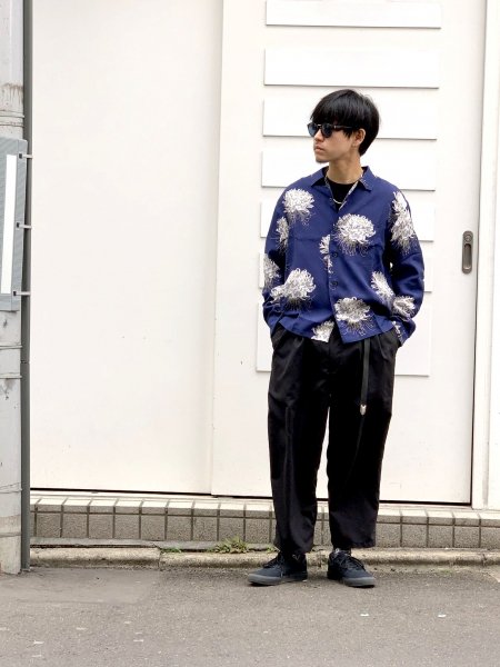 DELUXE (デラックス) AUGUST LSV (オープンカラー長袖シャツ) NAVY