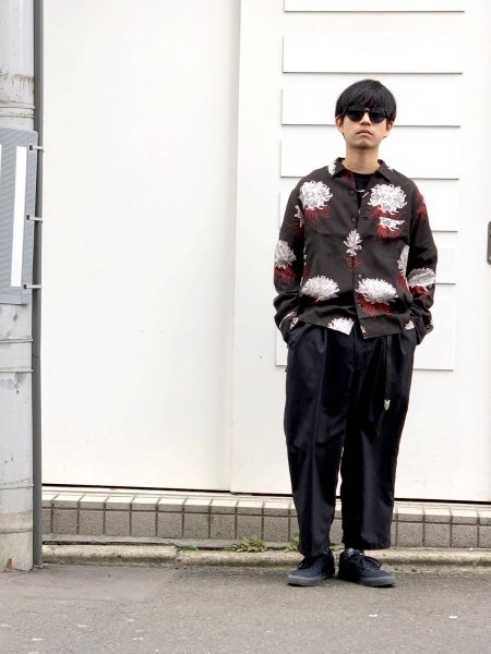 DELUXE (デラックス) AUGUST LSV (オープンカラー長袖シャツ) BLACK