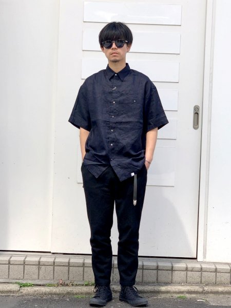 WAX (ワックス) Ilish linen S/S shirts (リネン半袖シャツ) NAVY