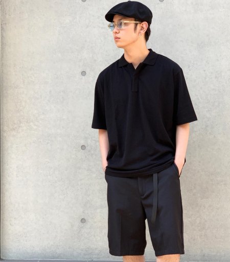 COOTIE (クーティー) Seed Stitch Skipper S/S Tee (ポロTee) Black