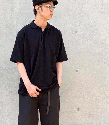 COOTIE (クーティー) Seed Stitch Skipper S/S Tee (ポロTee) Black