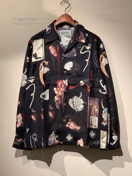 WACKO MARIA (ワコマリア) HAWAIIAN SHIRT L/S (TYPE-2) (お化け図長袖アロハシャツ) BLACK