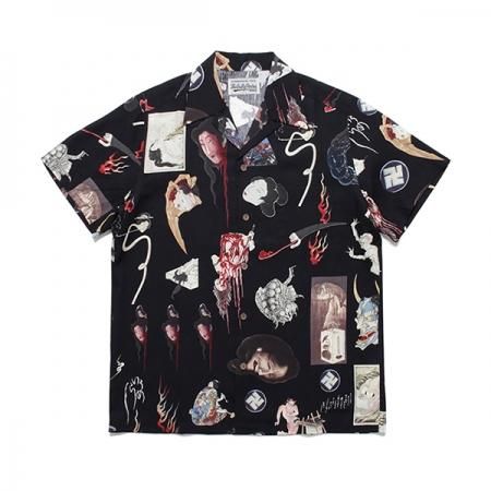 WACKO MARIA (ワコマリア) HAWAIIAN SHIRT S/S (お化け図半袖アロハシャツ) BLACK