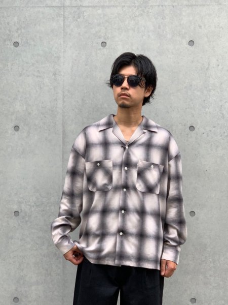 COOTIE (クーティー) Ombre Check Open-Neck L/S Shirt (オンブレー