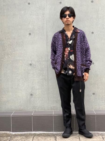 WACKO MARIA (ワコマリア) LEOPARD MOHAIR CARDIGAN(TYPE-2) (レオパードモヘアカーディガン) PURPLE