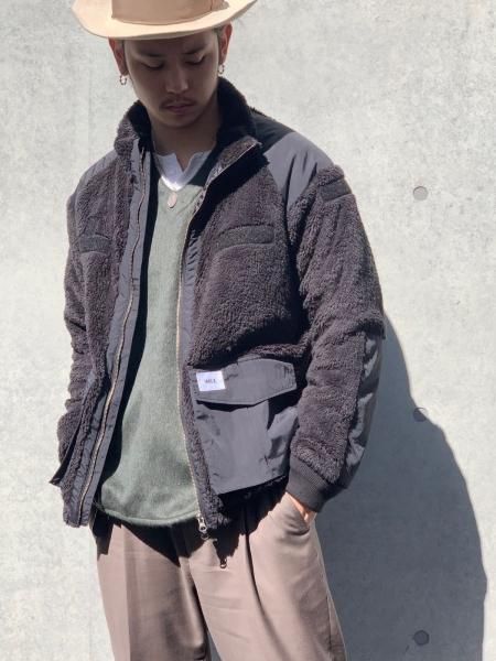 WAX (ワックス) Fleece zip up jacket (フリースジャケット) KHAKI